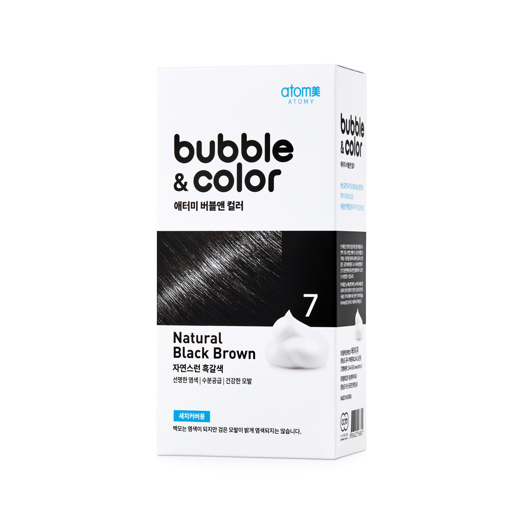 Краска-мусс для волос черно-коричневая Atomy Buble & Color Natural Black Brown
